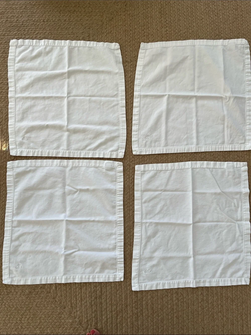 Set of White Embroidered Monogram 